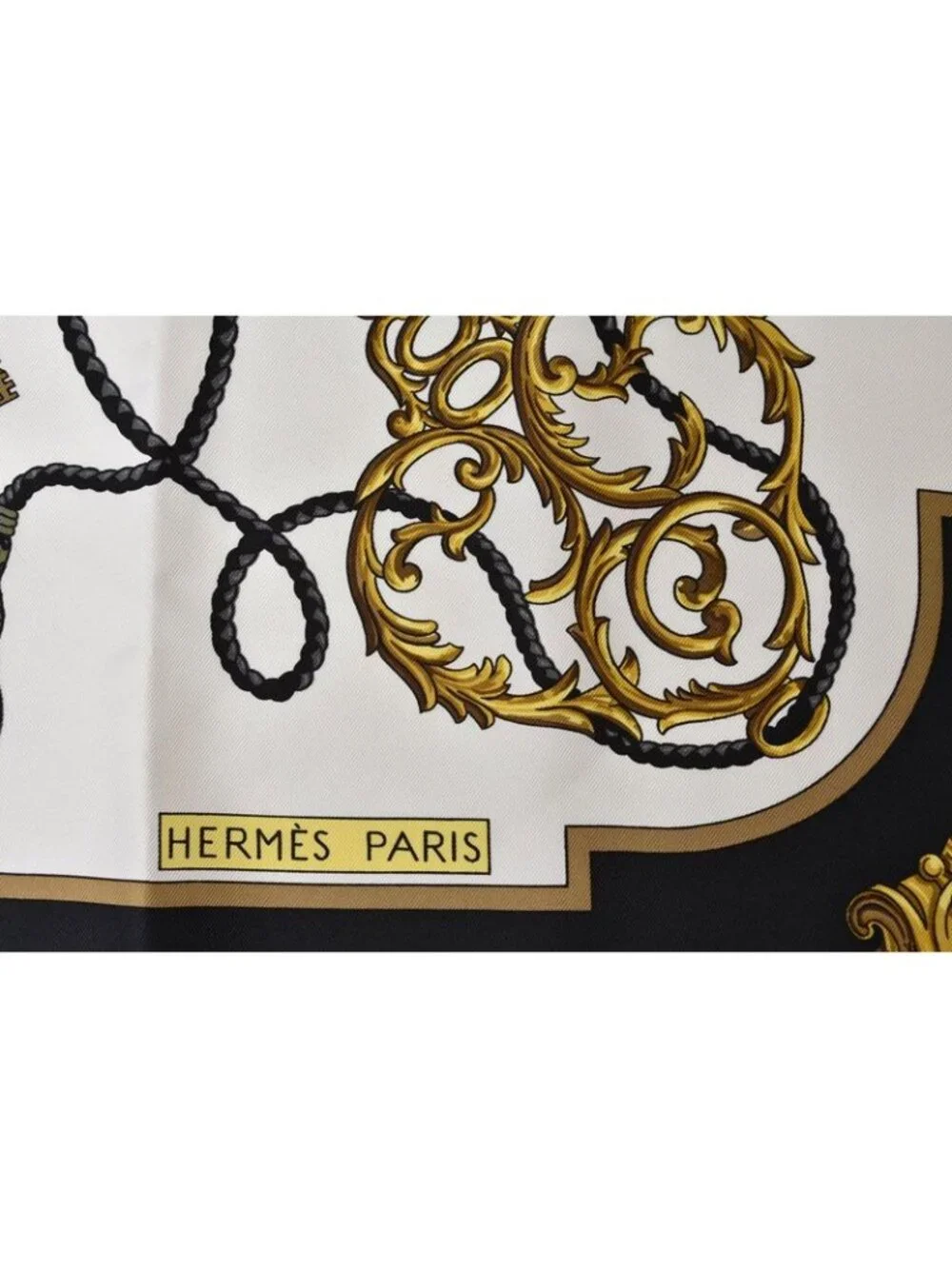 ★SOLD★ Hermes Carre 90 Scarf Key Pattern les Cles Vintage Black White - Picture 3 of 9